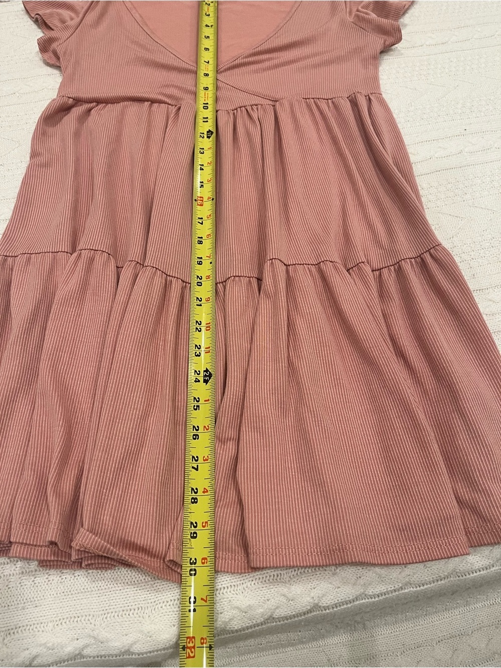 See You Monday Ribbed Tiered Babydoll Mini Dress-Medium - Picture 6 of 6